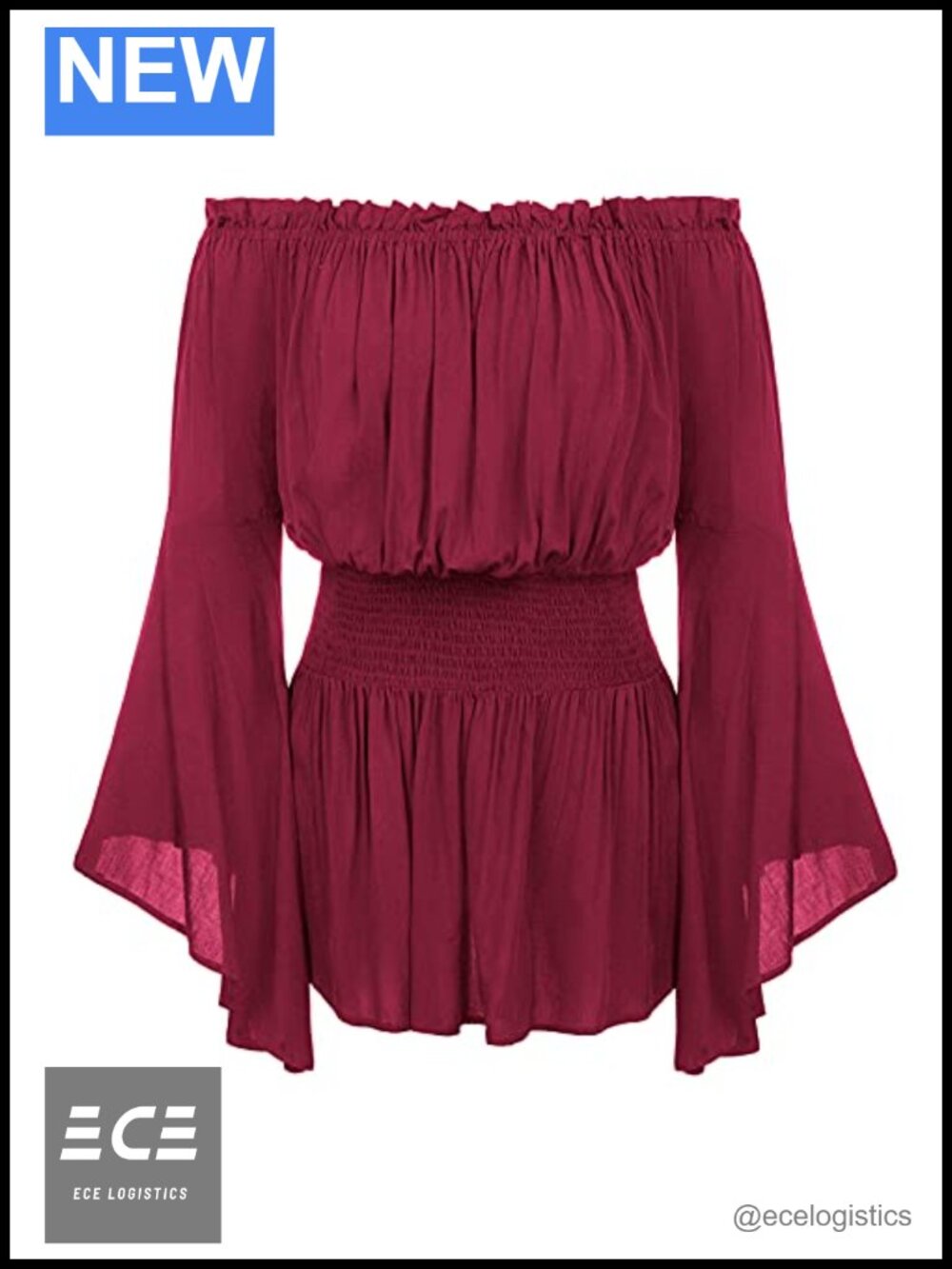 Plus Size Renaissance Blouse Off Shoulder Trumpet Sleeve Peasant Top